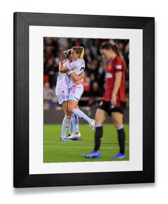 Framed Print : Arsenal Celebrate as Cloe Lacasse Scores Second Goal Against Manchester United in Barclays Women's Super League