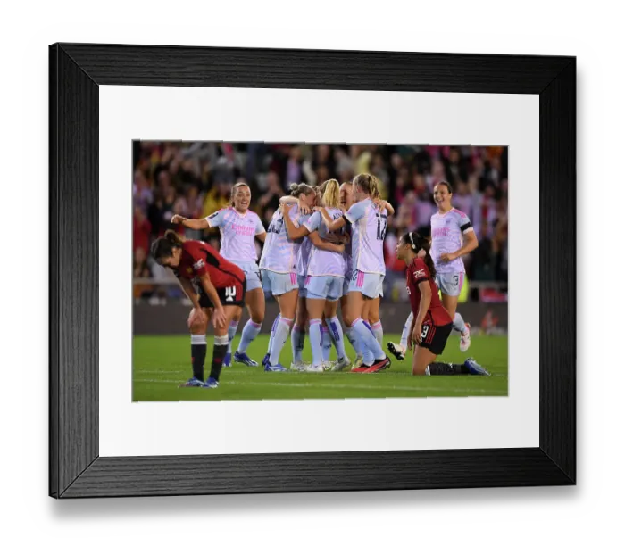 Framed Print : Arsenal Women's Glory: Cloe Lacasse Scores the Winning Goal Against Manchester United in Barclays Super League