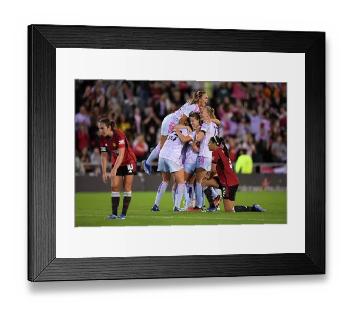 Framed Print : Arsenal Celebrate Cloe Lacasse's Goal Against Manchester United in Barclays Women's Super League