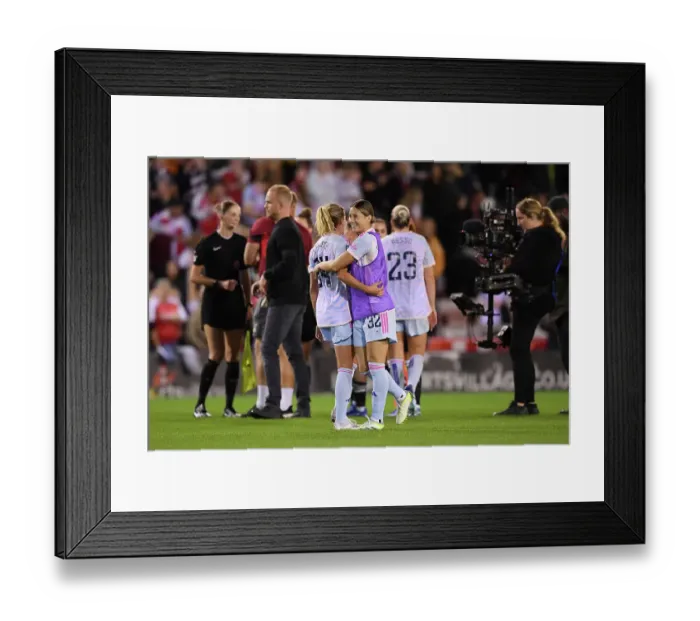 Framed Print : Arsenal Embrace Victory: Manchester United vs. Arsenal FC - Barclays Women's Super League (2023-24) Framed Print : Arsenal Embrace Victory: Manchester United vs. Arsenal FC - Barclays Women's Super League (2023-24)