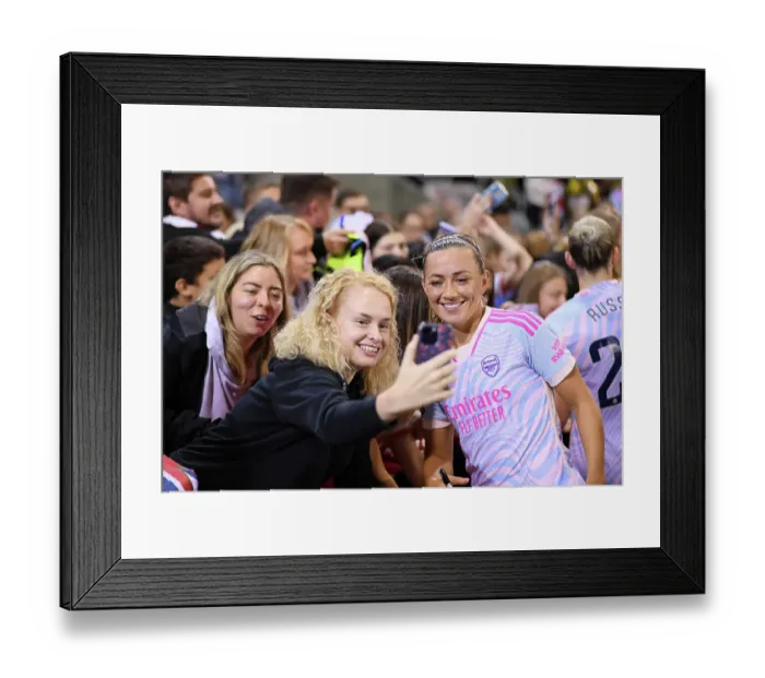 Framed Print : Arsenal's Katie McCabe Greets Fans After Manchester United vs Arsenal Women's Super League Match, 2023-24