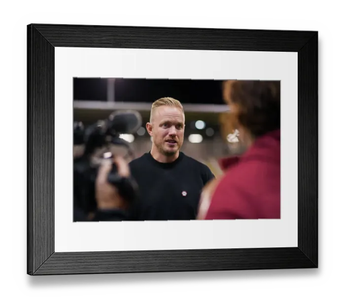 Framed Print : Arsenal Manager Jonas Eidevall Post-Match Interview: Manchester United vs Arsenal, Barclays Women's Super League (2023-24)