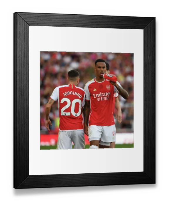 Framed Print : Arsenal's Gabriel Magalhaes Gears Up for Arsenal v Manchester City Clash (2023-24)