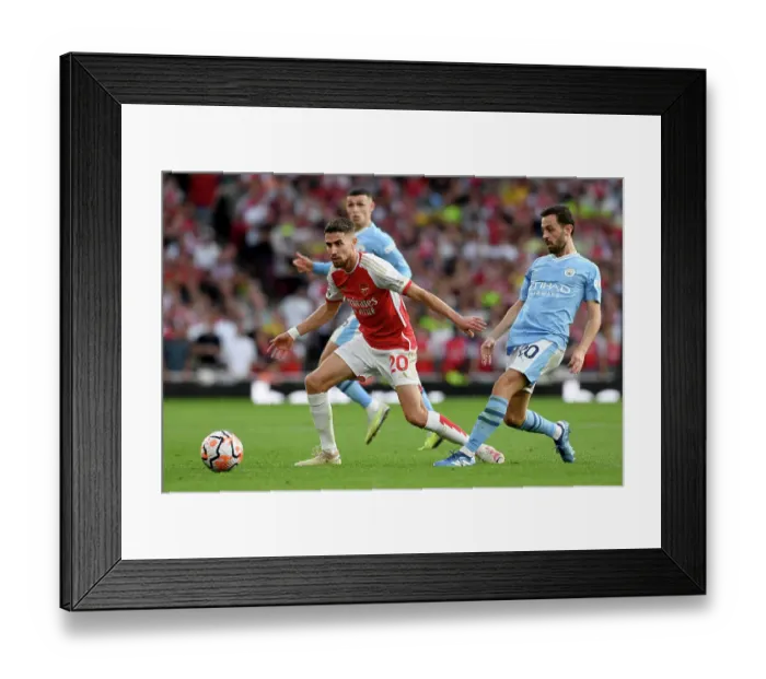 Framed Print : Arsenal vs Manchester City: Jorginho vs Bernardo Silva Clash in the 2023-24 Premier League