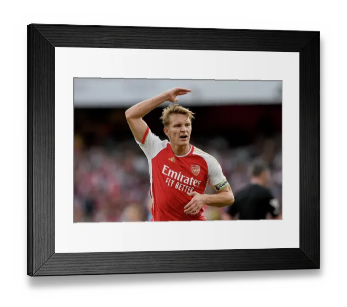 Framed Print : Martin Odegaard's Emotional Moment: Arsenal vs Manchester City, 2023-24 Premier League Framed Print : Martin Odegaard's Emotional Moment: Arsenal vs Manchester City, 2023-24 Premier League