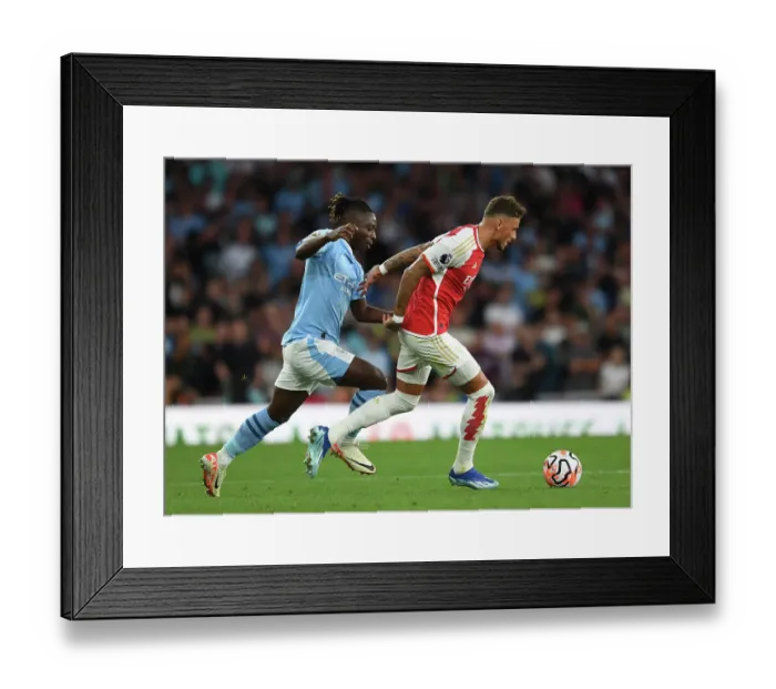 Framed Print : Arsenal vs Manchester City: White vs Doku - Battle for Premier League Supremacy (2023-24)