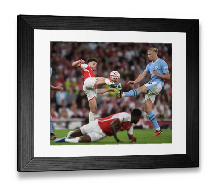 Framed Print : Clash of Titans: Arsenal vs Manchester City - Haaland vs Rice in the 2023-24 Premier League Showdown