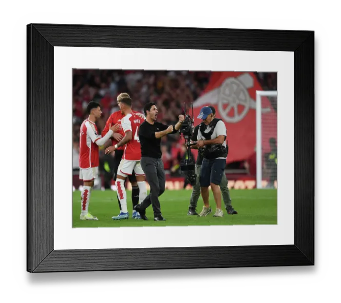 Framed Print : Arsenal's Triumph: Mikel Arteta Celebrates Historic Victory Over Manchester City (2023-24) Framed Print : Arsenal's Triumph: Mikel Arteta Celebrates Historic Victory Over Manchester City (2023-24)