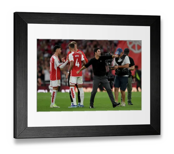 Framed Print : Arsenal's Glory: Mikel Arteta Celebrates Manchester City Victory (2023-24) Framed Print : Arsenal's Glory: Mikel Arteta Celebrates Manchester City Victory (2023-24)