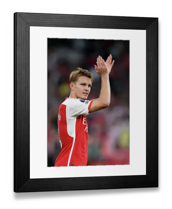 Framed Print : Martin Odegaard Salutes Arsenal Fans: Arsenal vs Manchester City, 2023-24 Premier League