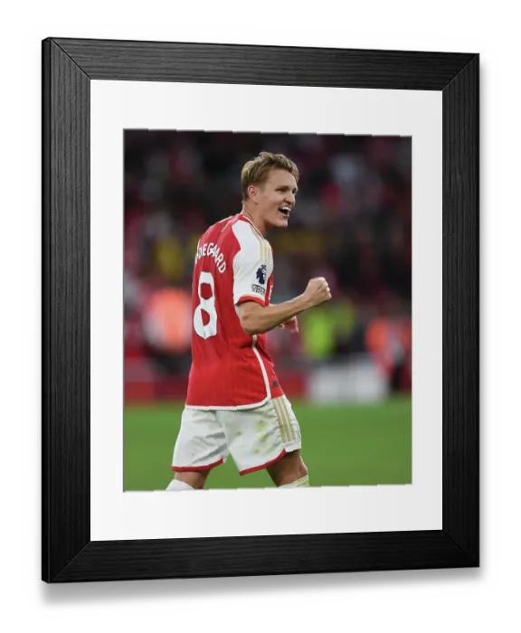 Framed Print : Arsenal's Martin Odegaard Celebrates Goal Against Manchester City in 2023-24 Premier League