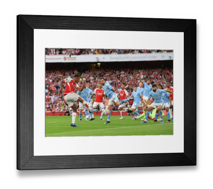 Framed Print : Arsenal's Gabriel Faces Manchester City: 2023-24 Premier League Showdown Framed Print : Arsenal's Gabriel Faces Manchester City: 2023-24 Premier League Showdown