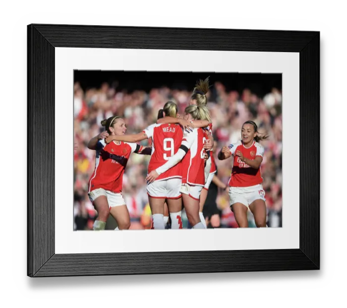 Framed Print : Arsenal Women's Team Celebrate Goals Against Aston Villa in 2023-24 Barclays Women's Super League
