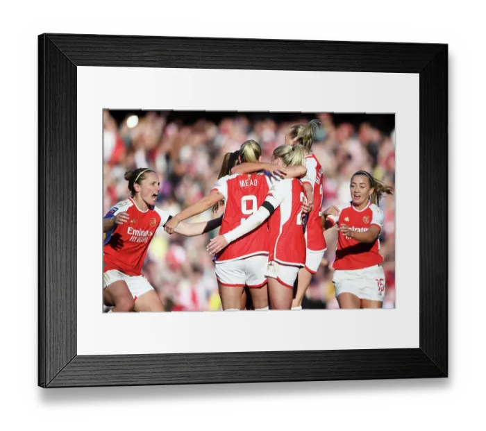 Framed Print : Arsenal Women's Team Celebrates Alessia Russo's Goal Against Aston Villa in 2023-24 Barclays Women's Super League Framed Print : Arsenal Women's Team Celebrates Alessia Russo's Goal Against Aston Villa in 2023-24 Barclays Women's Super League