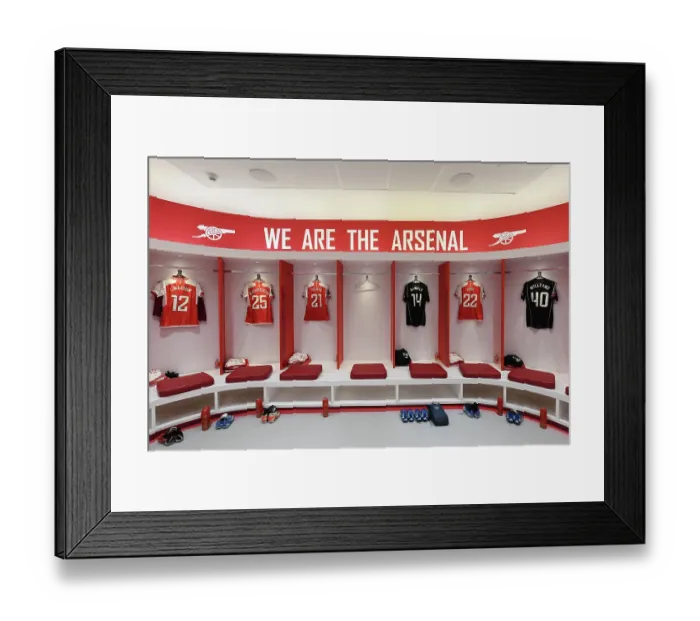 Framed Print : Exclusive: A Glimpse into Arsenal Women's Dressing Room Before Arsenal vs. Aston Villa (2023-24) - Barclays Women's Super League