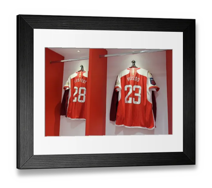 Framed Print : Alessia Russo's Arsenal Women's Shirt Detail (Arsenal vs. Aston Villa, 2023-24)