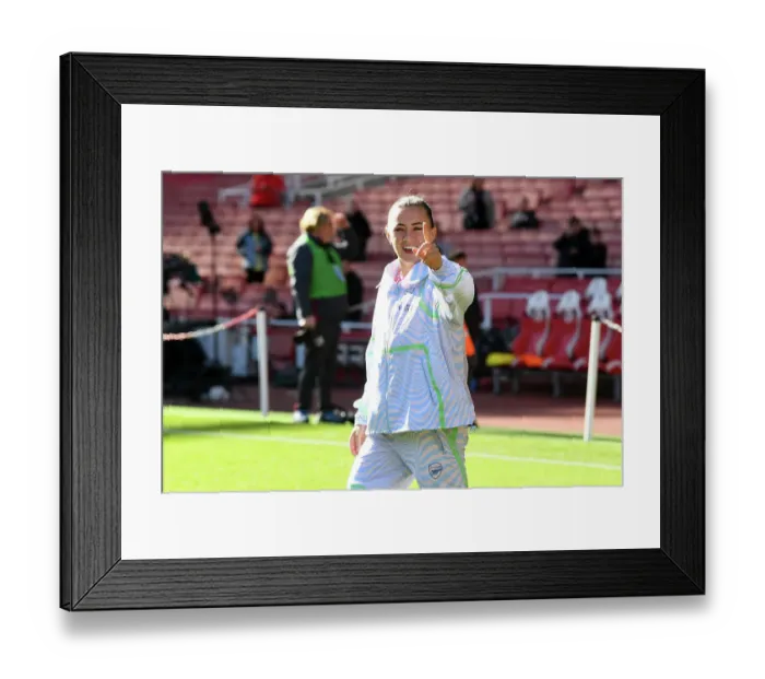 Framed Print : Arsenal v Aston Villa: Katie McCabe Gestures During Pitch Inspection at Emiras Stadium (Barclays Women's Super League 2023-24)