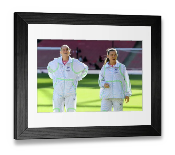 Framed Print : Arsenal Women: Russo and McCabe Prepare for Battle against Aston Villa (2023-24)