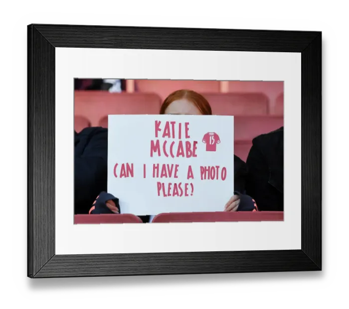 Framed Print : Young Arsenal Fan's Heartfelt Request: Katie McCaabe at Arsenal vs Aston Villa (2023-24) Framed Print : Young Arsenal Fan's Heartfelt Request: Katie McCaabe at Arsenal vs Aston Villa (2023-24)
