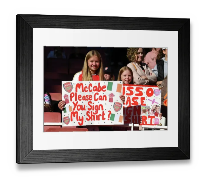 Framed Print : Young Arsenal Fans Show Support: Arsenal FC vs. Aston Villa, Barclays Women's Super League, 2023-24