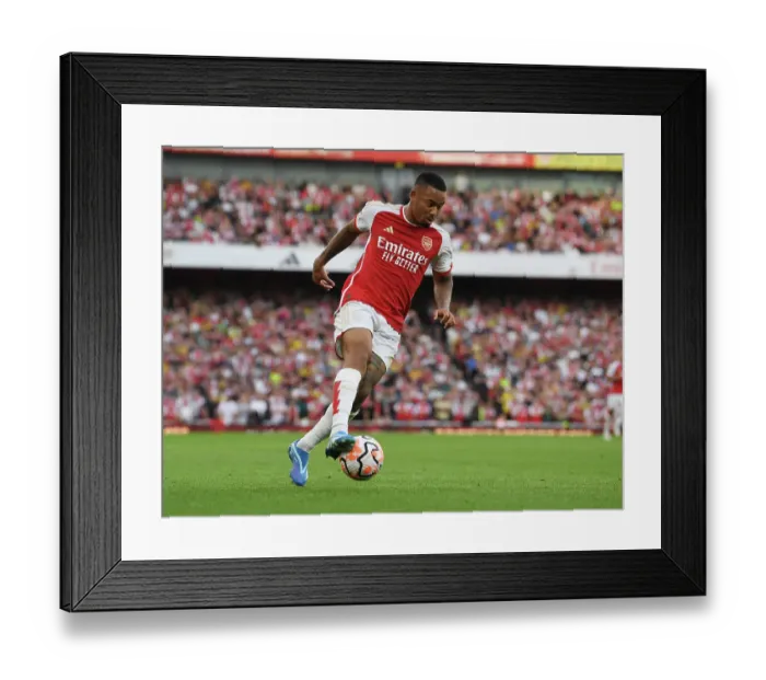 Framed Print : LONDON, ENGLAND - OCTOBER 08: Gabriel Jesus of Arsenal during the Premier League match between Arsenal FC