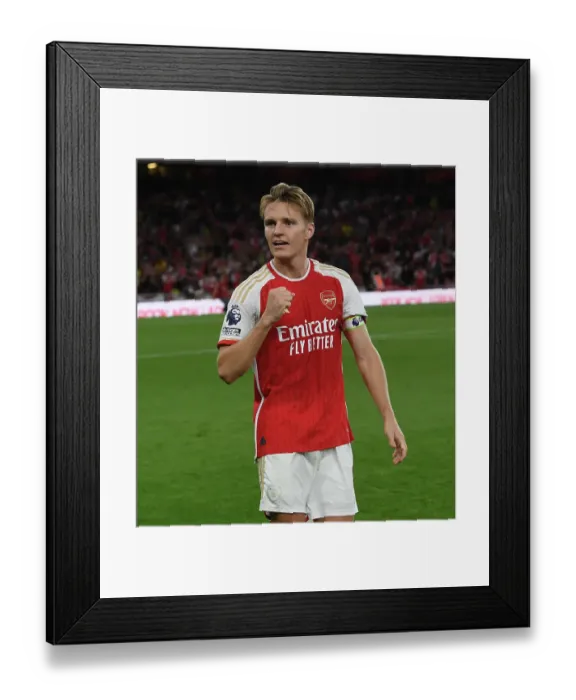 Framed Print : Arsenal's Martin Odegaard Celebrates Victory Over Manchester City in 2023-24 Premier League