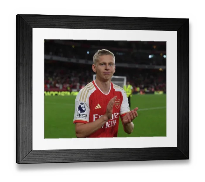 Framed Print : Arsenal vs Manchester City: Zinchenko Salutes Arsenal Fans after Thrilling 2023-24 Premier League Clash