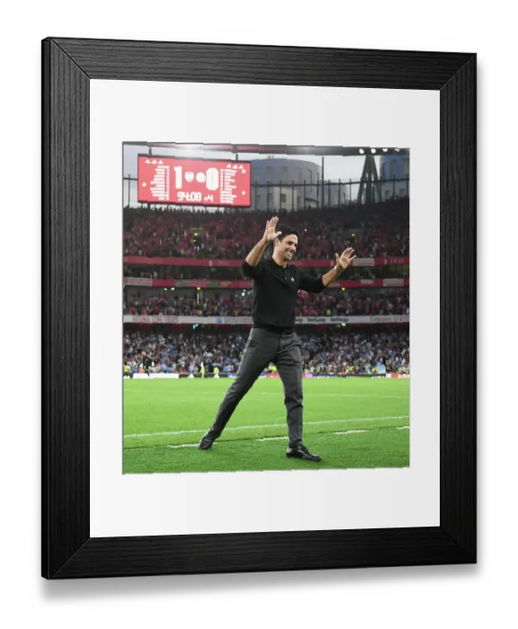 Framed Print : Mikel Arteta Celebrates Arsenal's Victory Over Manchester City (2023-24)