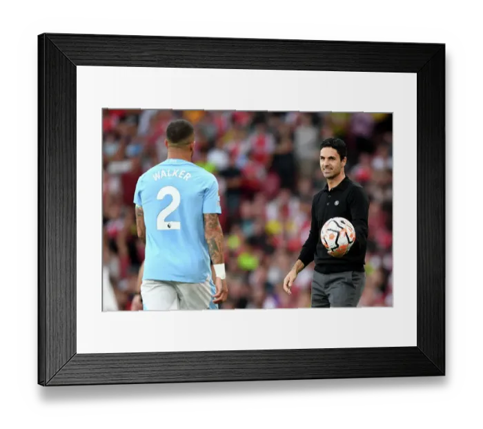 Framed Print : Arsenal's Mikel Arteta Faces Off Against Manchester City's Kyle Walker in 2023-24 Premier League Clash