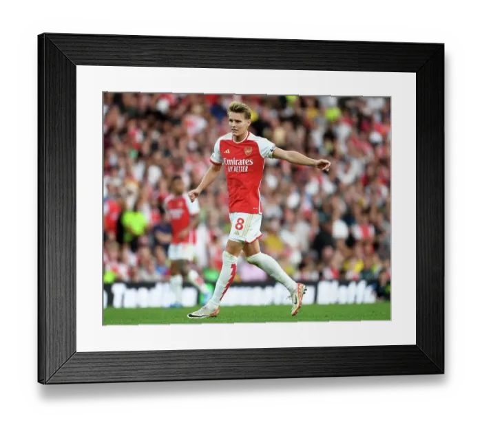 Framed Print : Martin Odegaard's Emotional Reaction: Arsenal's Intense Battle against Manchester City, Premier League 2023-24