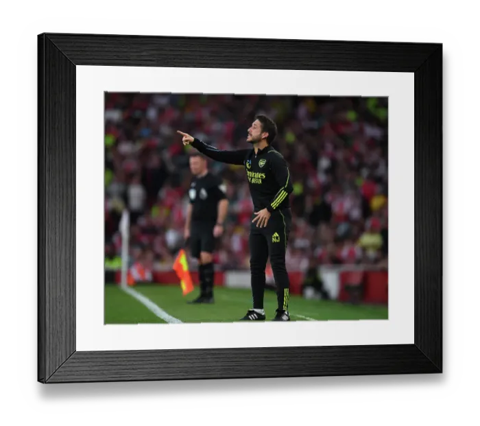 Framed Print : Arsenal FC vs Manchester City: Nico Jover Coaches at Emirates Stadium (2023-24)