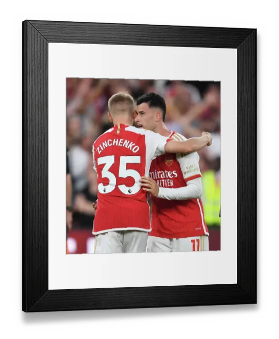 Framed Print : Arsenal Celebrate Thrilling Victory Over Manchester City in the 2023-24 Premier League