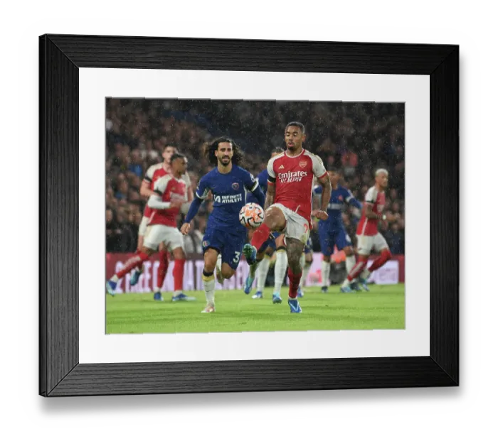 Framed Print : Gabriel Jesus Faces Off: Chelsea vs. Arsenal, Premier League 2023-24