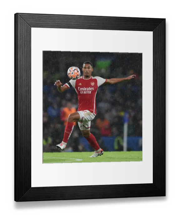 Framed Print : William Saliba vs. Chelsea: Arsenal vs. Chelsea Clash in the Premier League 2023-24