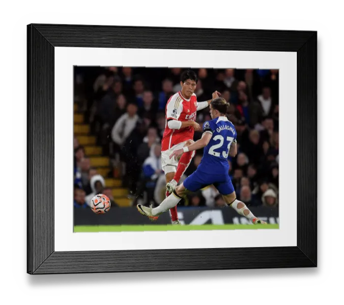 Framed Print : Clash in the Capital: Tomiyasu vs. Gallagher - Chelsea vs. Arsenal, Premier League 2023-24