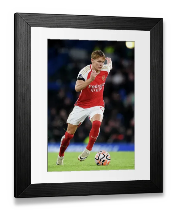 Framed Print : Martin Odegaard Charges Forward: Chelsea vs. Arsenal, Premier League 2023-24