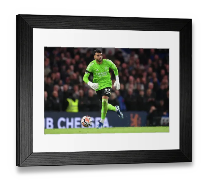 Framed Print : Arsenal's David Raya Sprints Past Chelsea's Defense in 2023-24 Premier League Clash Framed Print : Arsenal's David Raya Sprints Past Chelsea's Defense in 2023-24 Premier League Clash