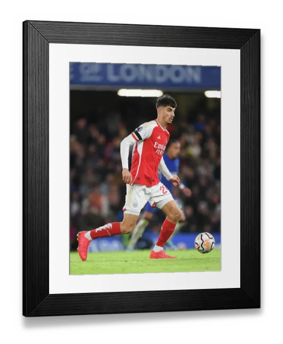 Framed Print : Havertz Chases Victory: Chelsea vs. Arsenal, Premier League 2023-24