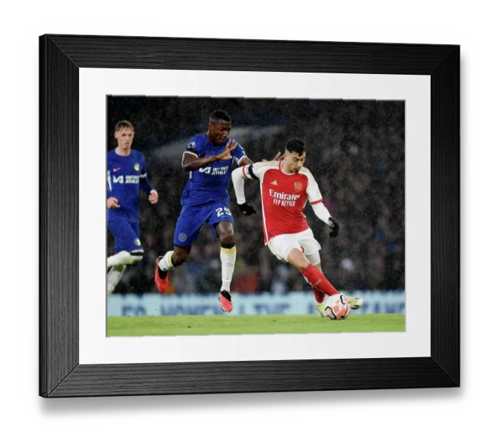 Framed Print : Martinelli Faces Off Against James: Chelsea vs. Arsenal, Premier League 2023-24 Framed Print : Martinelli Faces Off Against James: Chelsea vs. Arsenal, Premier League 2023-24