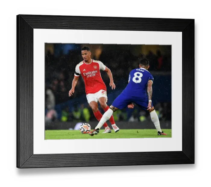 Framed Print : Saliba Under Pressure: Chelsea vs. Arsenal, Premier League 2023-24 Framed Print : Saliba Under Pressure: Chelsea vs. Arsenal, Premier League 2023-24
