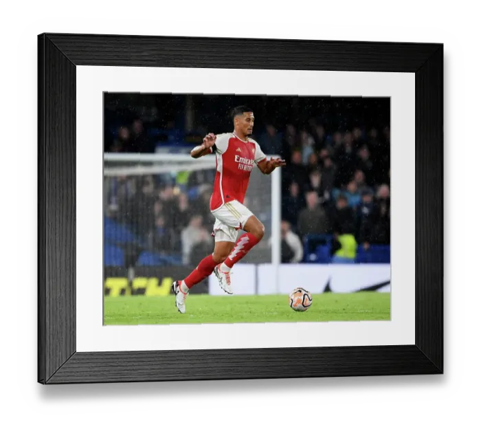 Framed Print : Saliba Sprints: Arsenal vs. Chelsea, Premier League 2023-24 Framed Print : Saliba Sprints: Arsenal vs. Chelsea, Premier League 2023-24