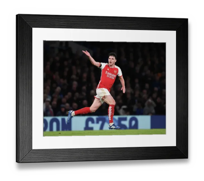 Framed Print : Rice's Stunner: Arsenal Takes the Lead in Premier League Clash Against Chelsea (2023-24)