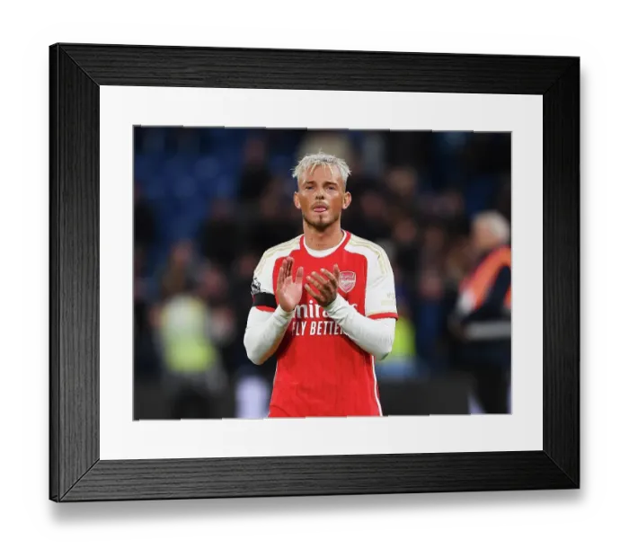 Framed Print : Arsenal's Ben White Applauding Fans After Chelsea Showdown in 2023-24 Premier League