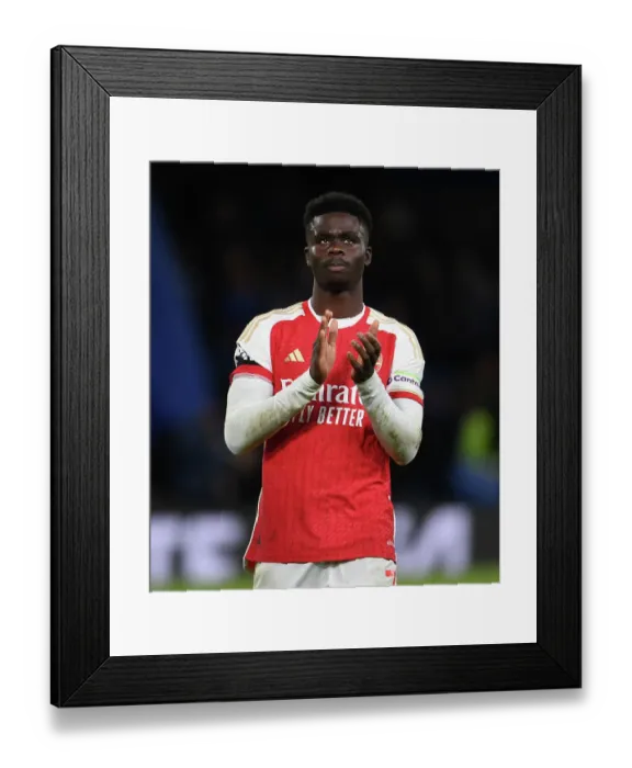 Framed Print : Saka Applauds Arsenal Fans: Chelsea vs Arsenal, Premier League 2023-24