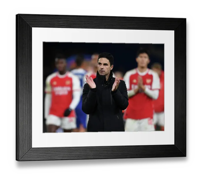 Framed Print : Mikel Arteta Applauds Arsenal Fans at Stamford Bridge After Chelsea Clash (2023-24 Premier League) Framed Print : Mikel Arteta Applauds Arsenal Fans at Stamford Bridge After Chelsea Clash (2023-24 Premier League)