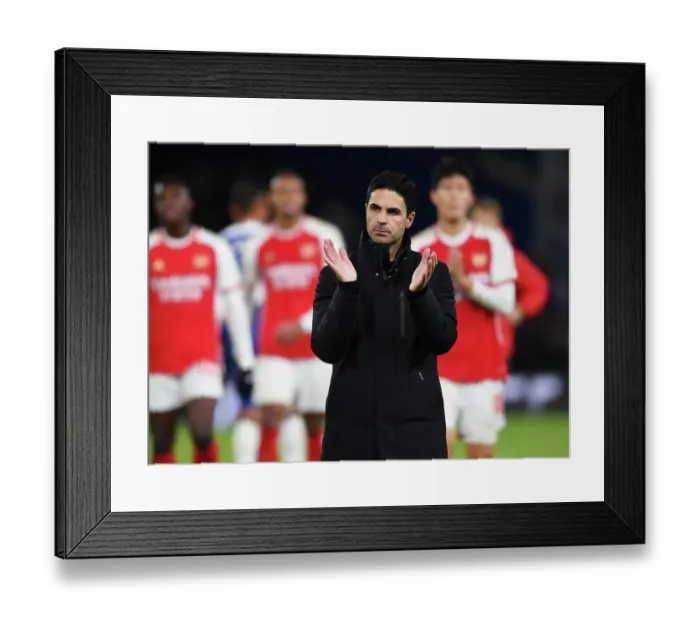 Framed Print : Arsenal Manager Mikel Arteta Applauding Fans After Chelsea Showdown in Premier League, 2023-24