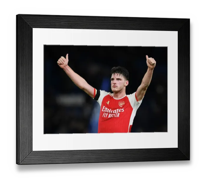 Framed Print : Arsenal's Declan Rice Celebrates with Fans After Chelsea Victory: Premier League 2023-24
