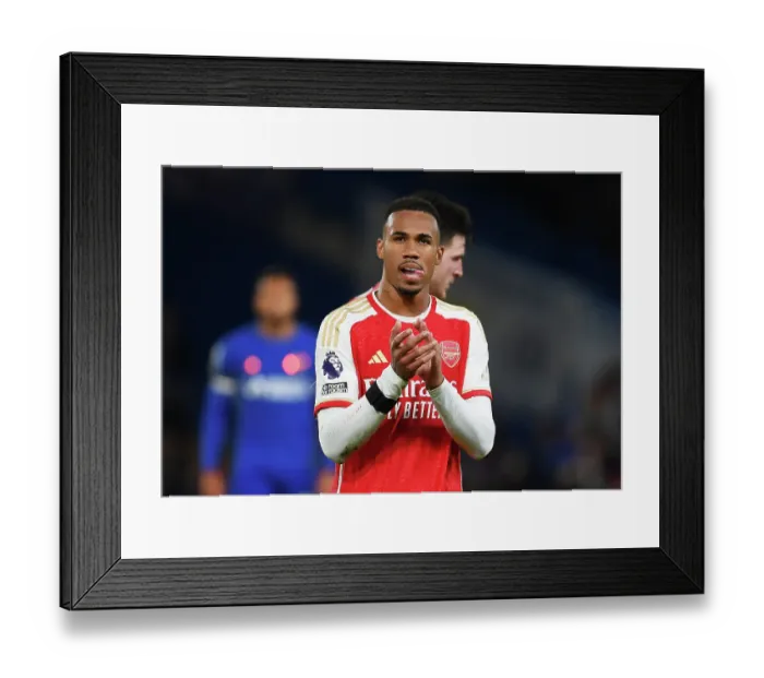 Framed Print : Gabriel Acknowledges Fans: Chelsea vs Arsenal, Premier League 2023-24