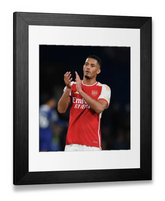 Framed Print : William Saliba's Emotional Return: Arsenal Fans Appreciation vs Chelsea, 2023-24 Premier League