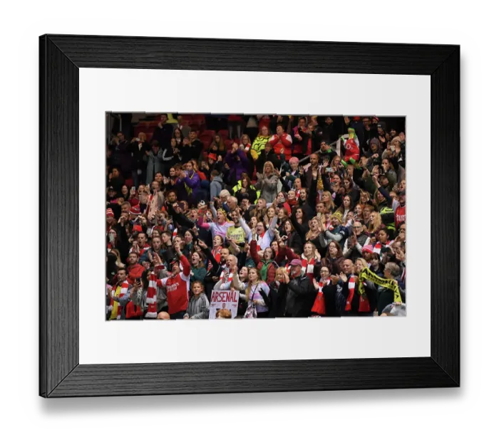 Framed Print : Arsenal Fans Celebrate Victory at Bristol City Women's Super League Match Framed Print : Arsenal Fans Celebrate Victory at Bristol City Women's Super League Match